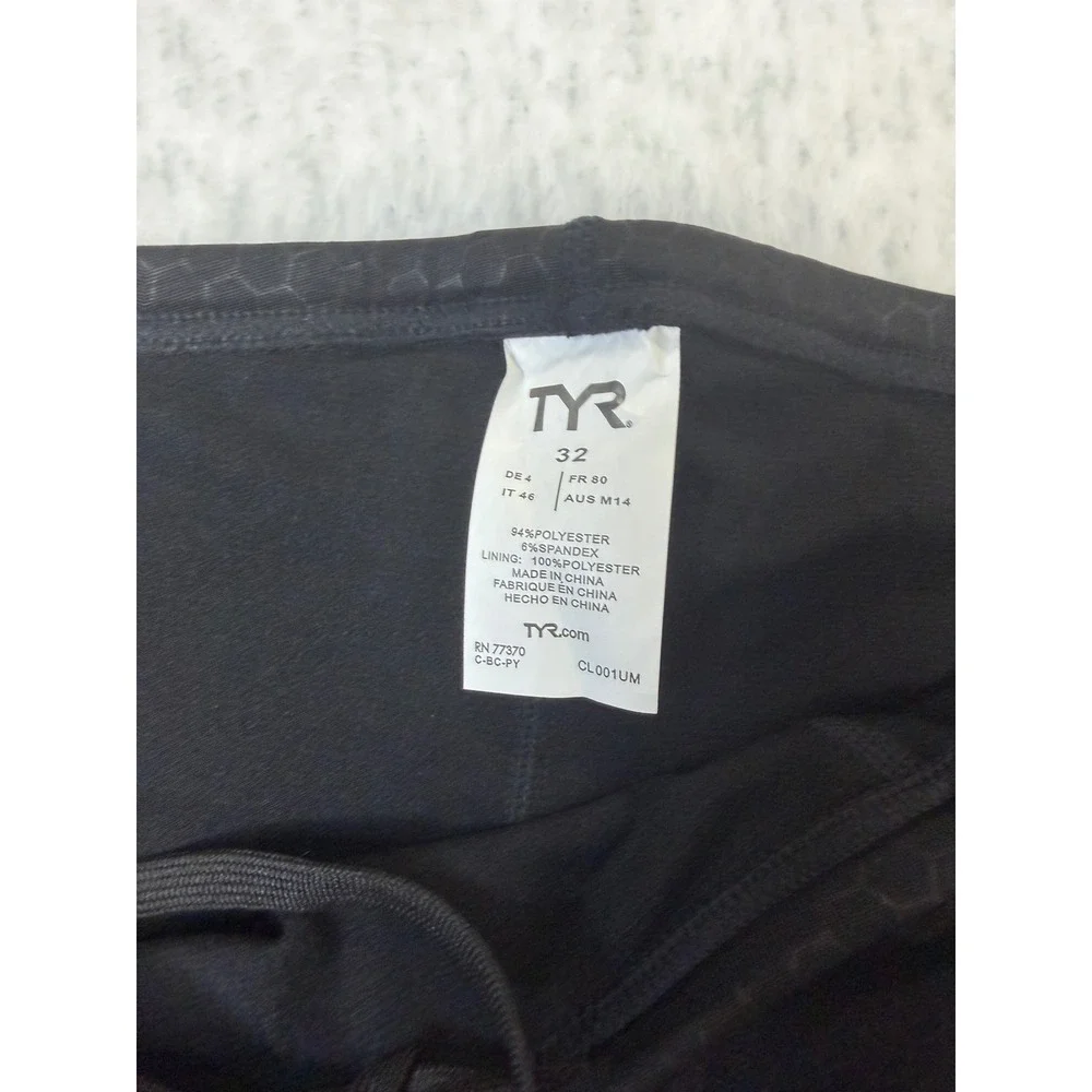 TYR Mens Durafast Elite Jammer Swimsuit Black Blue Honeycomb Size 32 NEW‎
